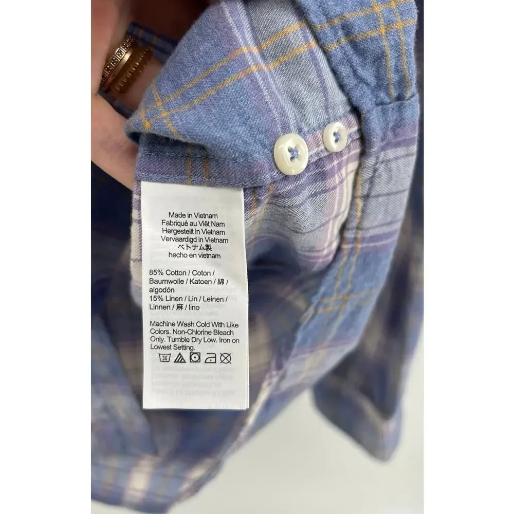 J.Crew Classic Cotton Linen Twill Button Down Shirt Men's Size XXLT Blue Purple